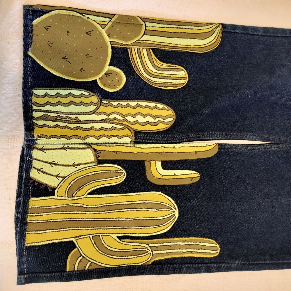 Vintage Levi's Blue Jeans with Cactus Design Men's 36x27 - Picture 5 of 12